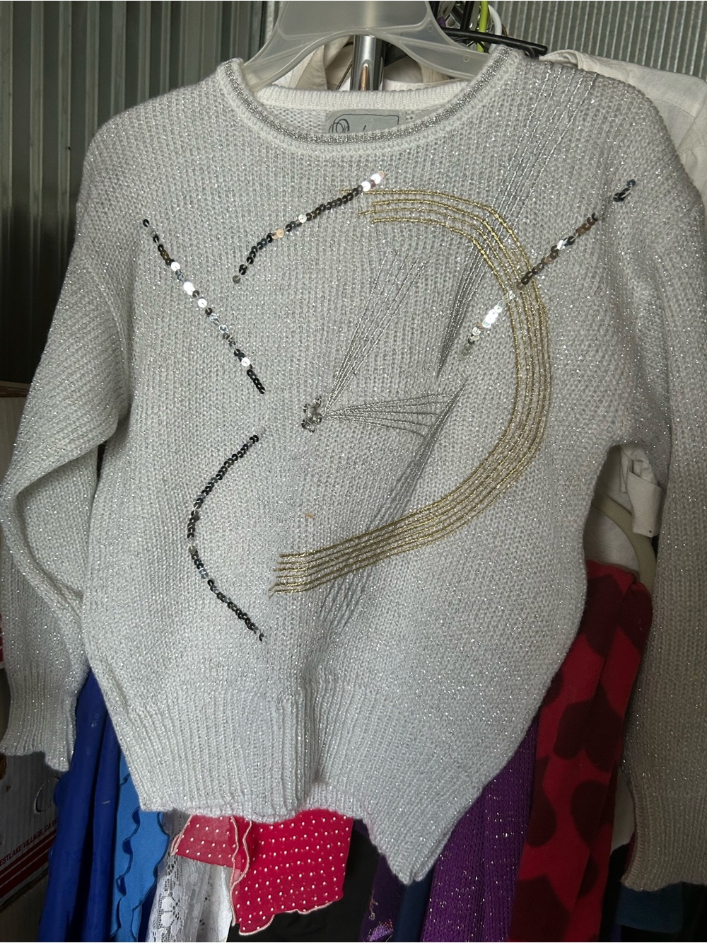 Women’s Vintage Andene Sweater. Beautiful White With Embellishment. Never Worn